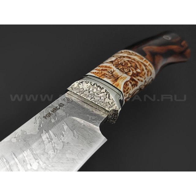 Нож Волк-2 сталь PGK, рукоять Айронвуд, рог лося с пирографией, мельхиор (Фурсач А. А.)