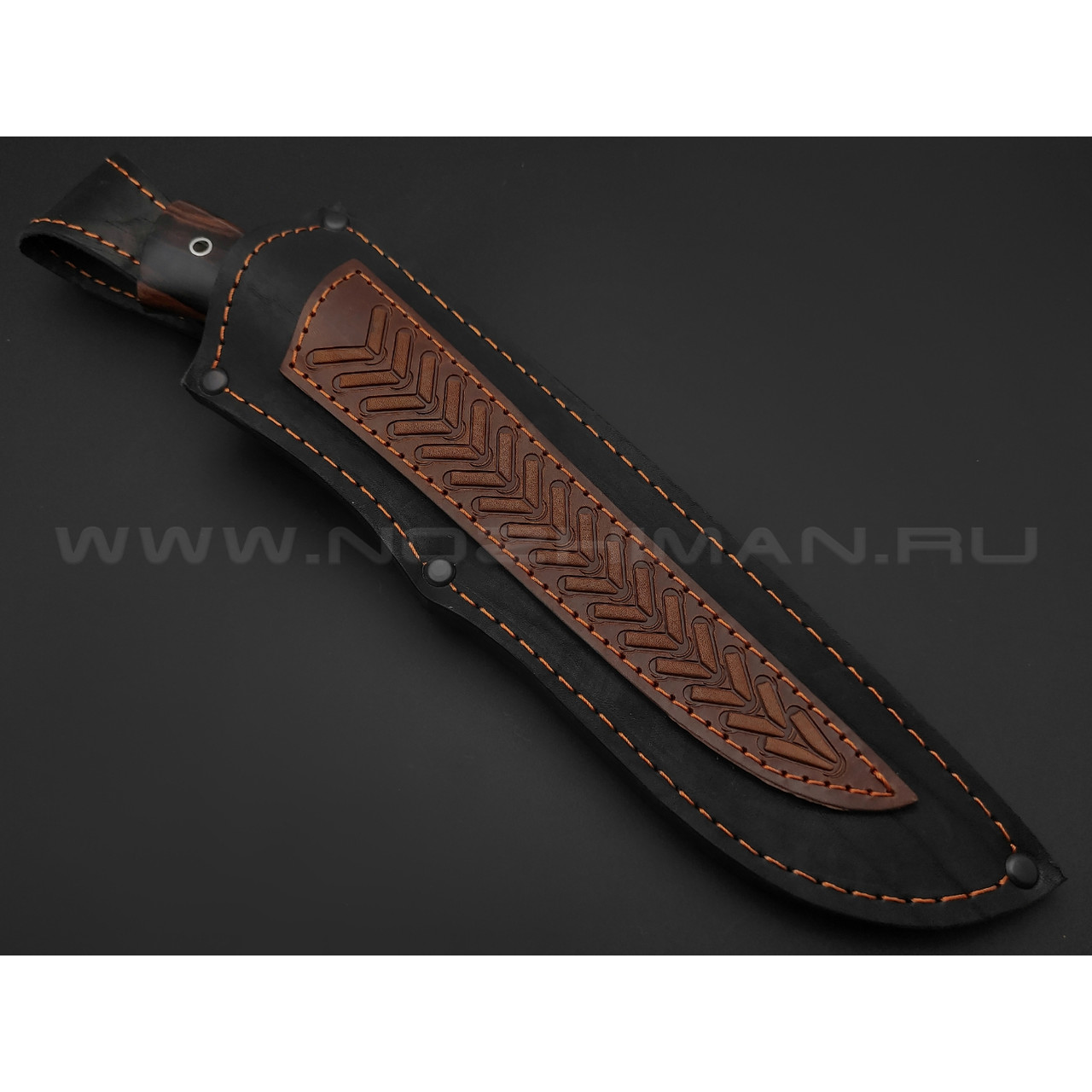 Нож Волк-2 сталь PGK, рукоять Айронвуд, рог лося с пирографией, мельхиор (Фурсач А. А.)