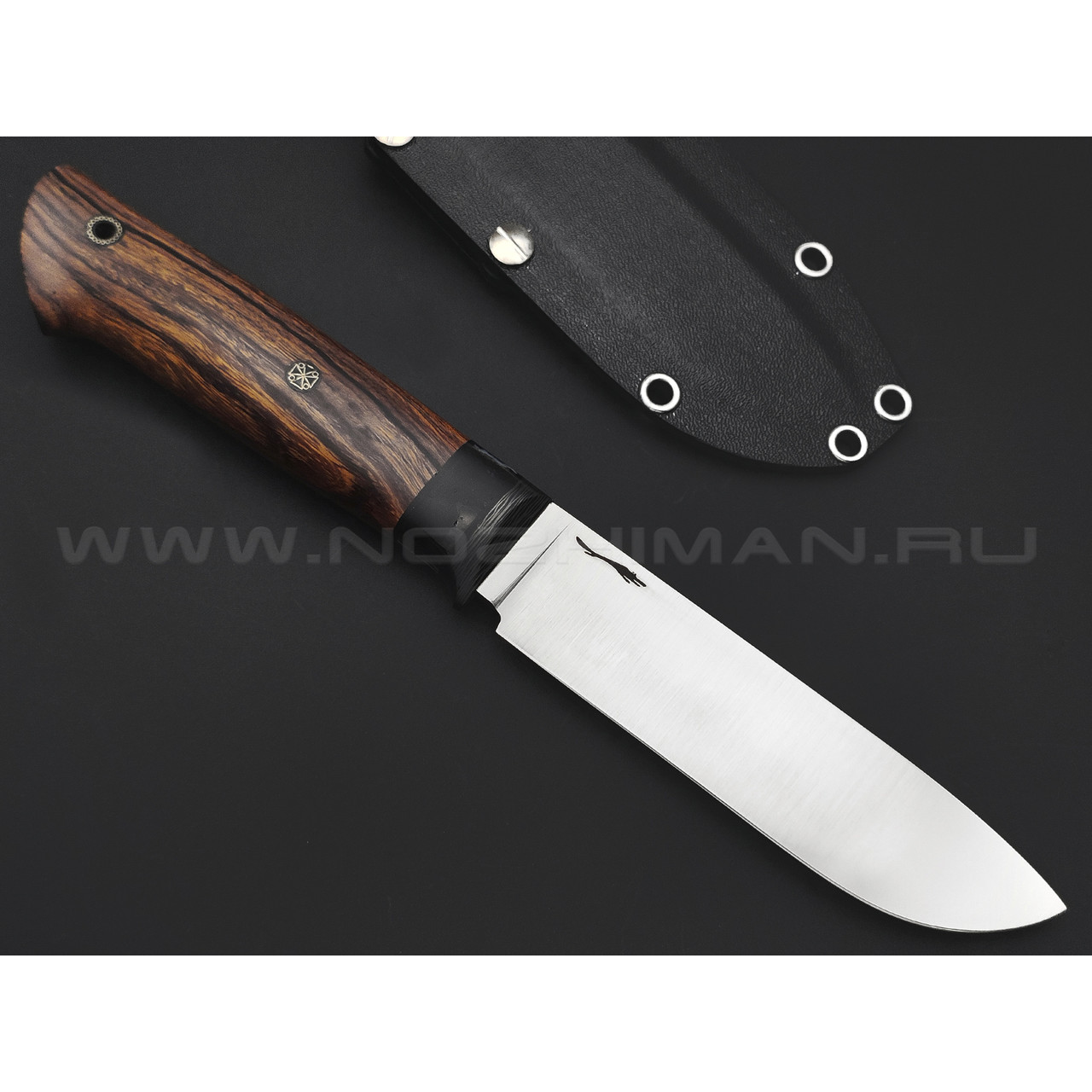 Волчий Век нож Слон сталь Elmax WA satin, рукоять Айронвуд, зуб мамонта, carbon fiber, пины