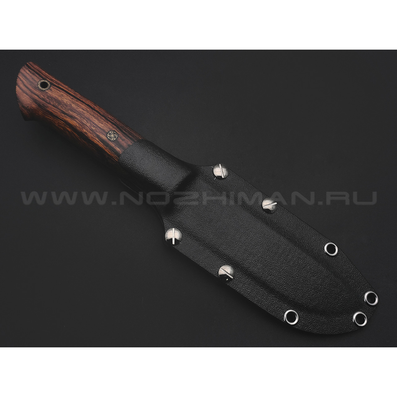 Волчий Век нож Слон сталь Elmax WA satin, рукоять Айронвуд, зуб мамонта, carbon fiber, пины