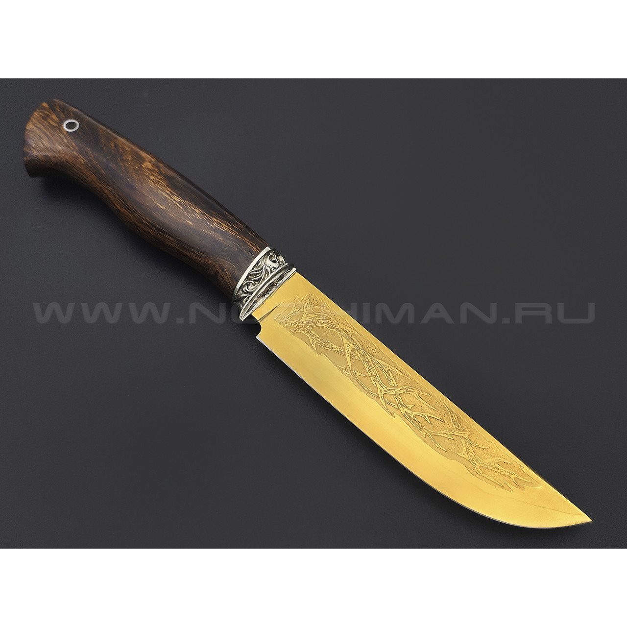 Фурсач А. А. нож Тигр сталь Ламинат PGK-95Х18 нитрид титана, рукоять Айронвуд, мельхиор