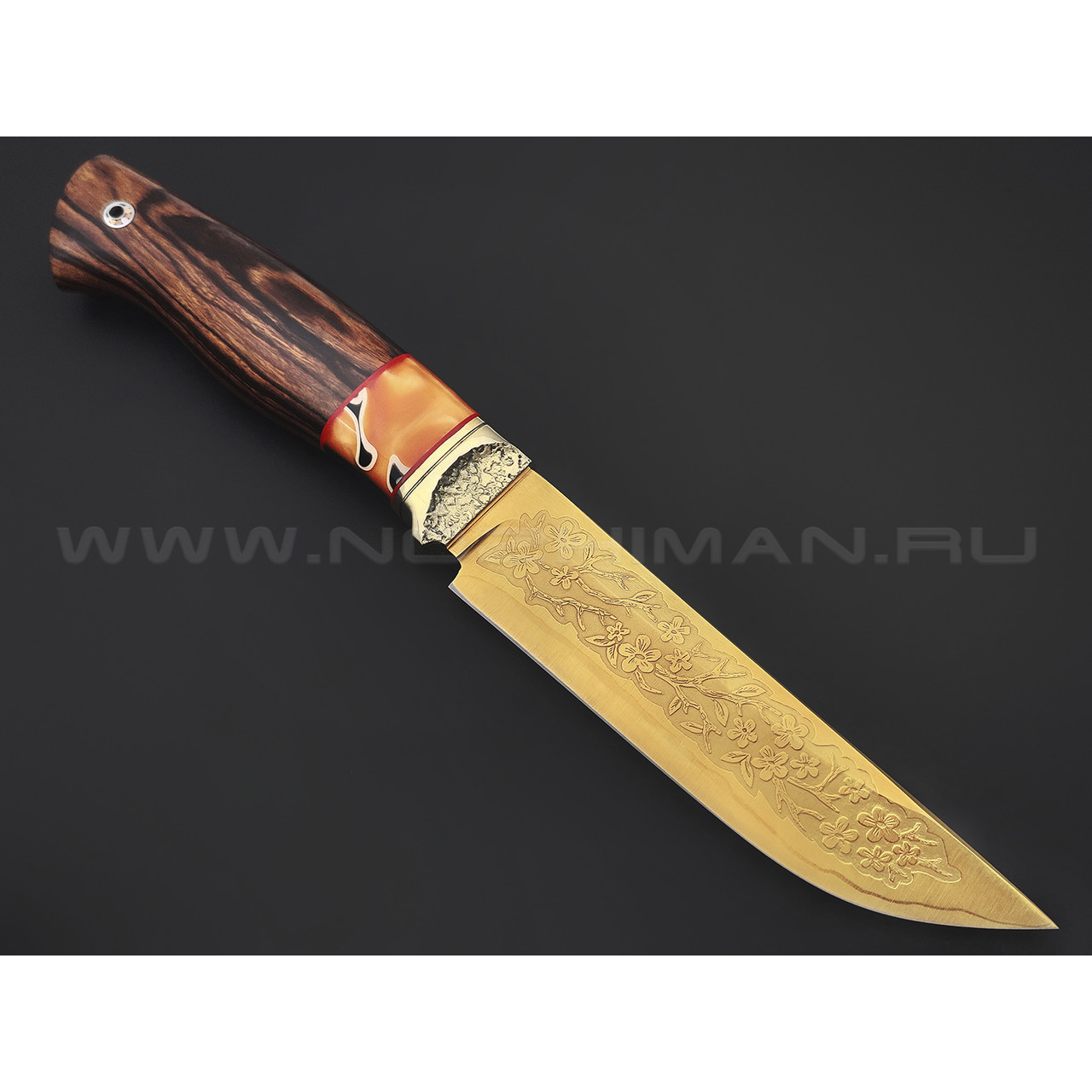 Нож Тигр сталь Ламинат PGK-95Х18 нитрид титана, рукоять Айронвуд, акрил, латунь (Фурсач А. А.)