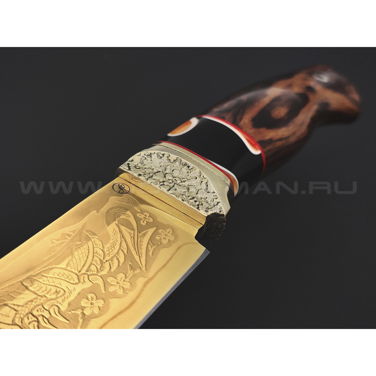 Нож Тигр сталь Ламинат PGK-95Х18 нитрид титана, рукоять Айронвуд, акрил, латунь (Фурсач А. А.)