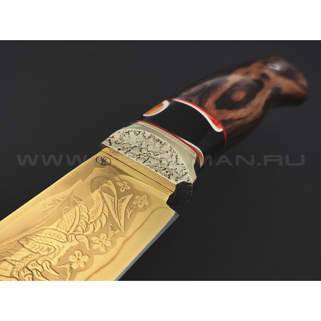 Нож Тигр сталь Ламинат PGK-95Х18 нитрид титана, рукоять Айронвуд, акрил, латунь (Фурсач А. А.)