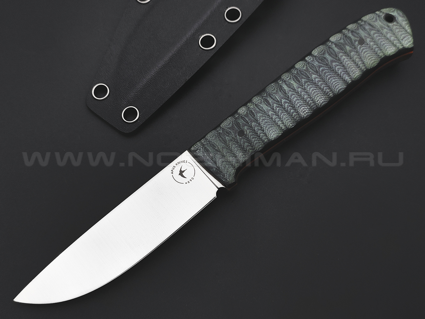 Apus Knives нож Raider mini сталь N690 satin, рукоять G10 black & green