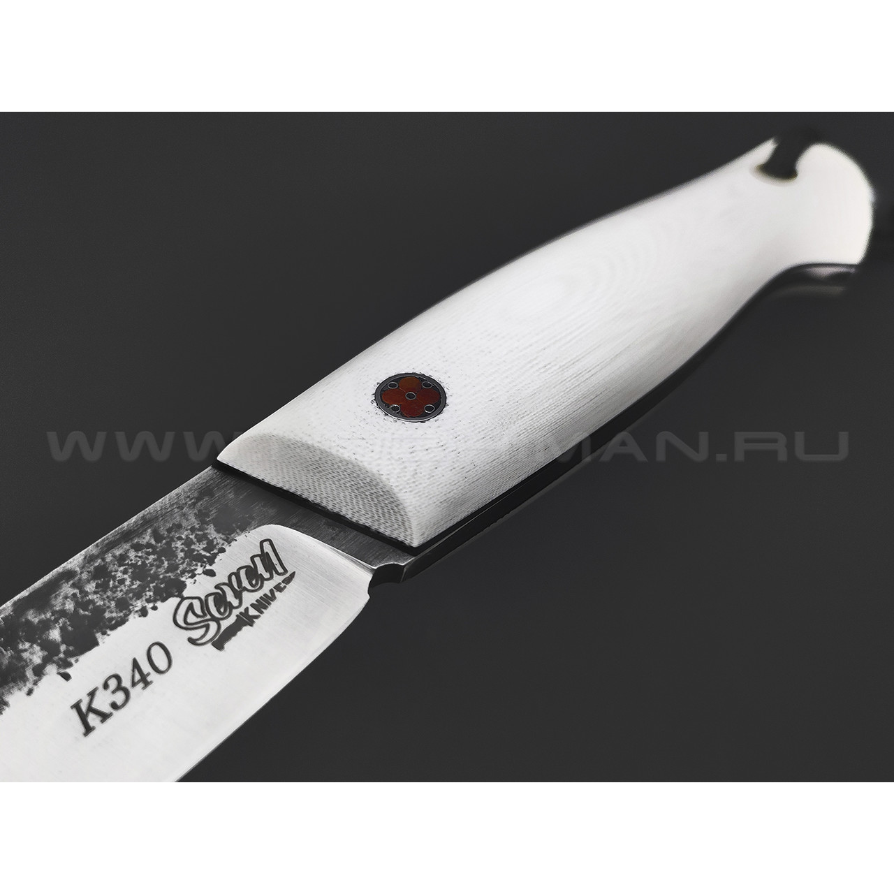 7 ножей нож Клык сталь K340 satin & ковка, рукоять G10 white & black