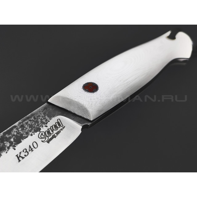 7 ножей нож Клык сталь K340 satin & ковка, рукоять G10 white & black