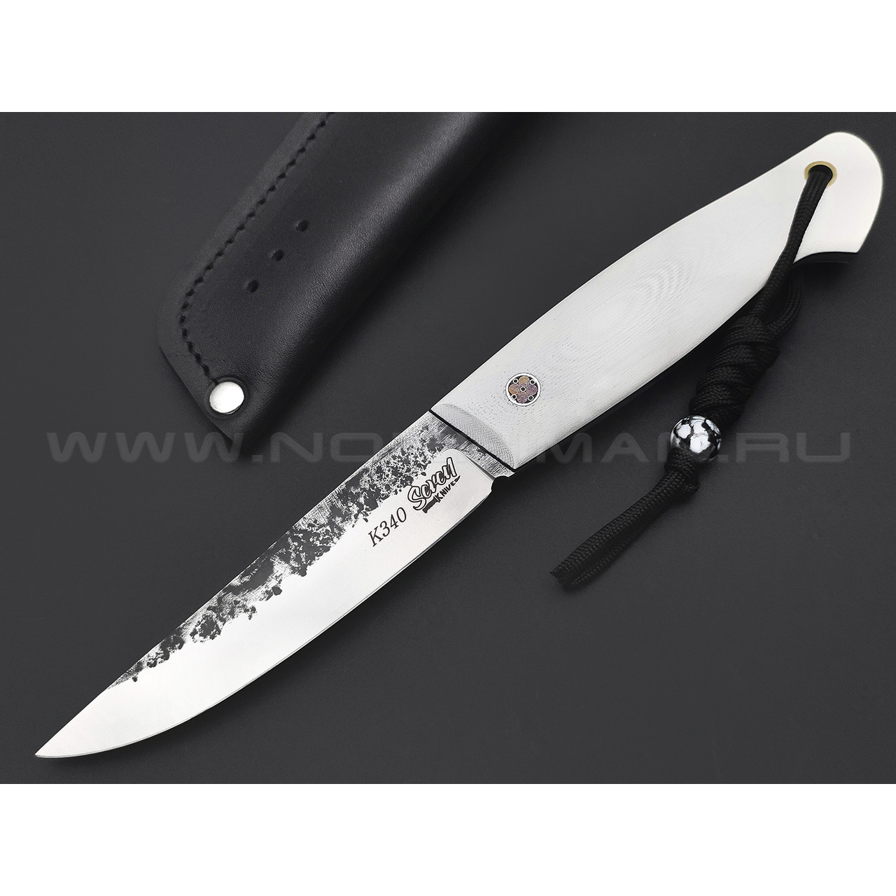 7 ножей нож Клык сталь K340 satin & ковка, рукоять G10 white & black