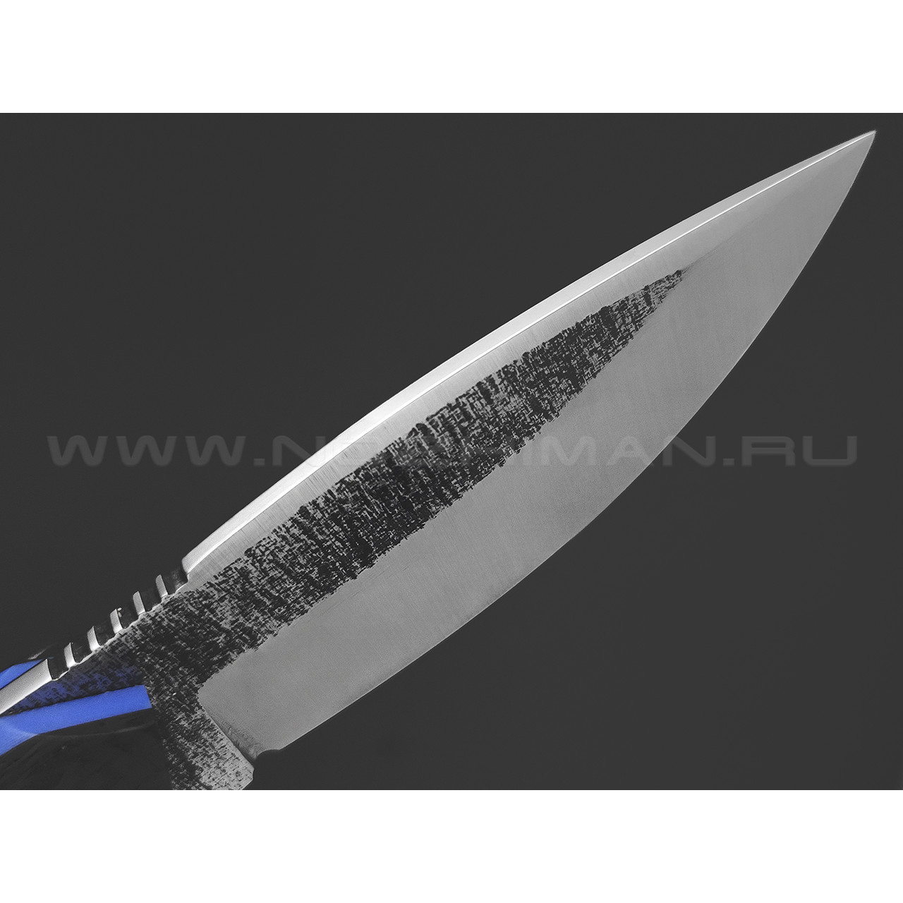 7 ножей нож Пиранья сталь K340 satin & ковка, рукоять Carbon fiber, G10 blue