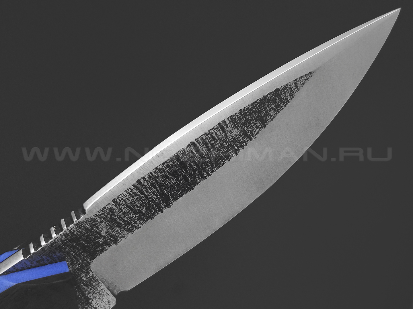 7 ножей нож Пиранья сталь K340 satin & ковка, рукоять Carbon fiber, G10 blue