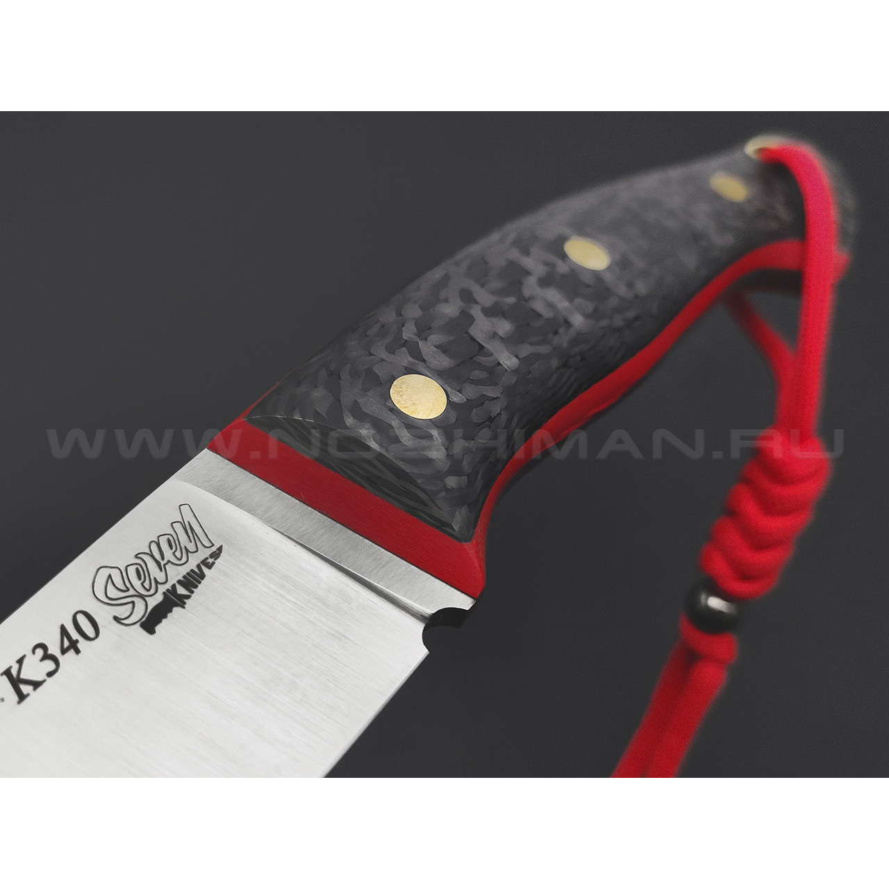 7 ножей нож Бритва сталь K340 satin, рукоять Carbon fiber, G10 red