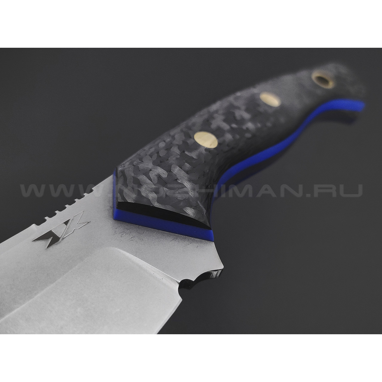 7 ножей нож Пиранья сталь D2 стоунвош, рукоять Carbon fiber, G10 blue