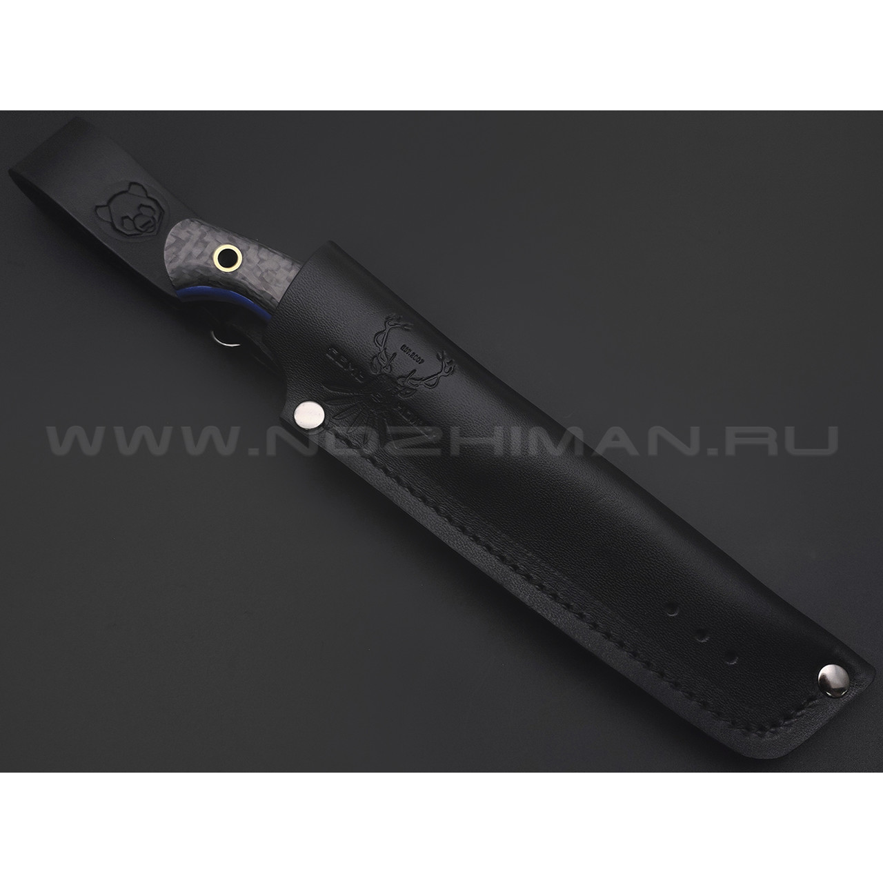 7 ножей нож Пиранья сталь D2 стоунвош, рукоять Carbon fiber, G10 blue