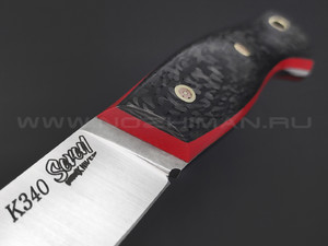 7 ножей нож Клык малый сталь K340 satin, рукоять Carbon fiber, G10 red