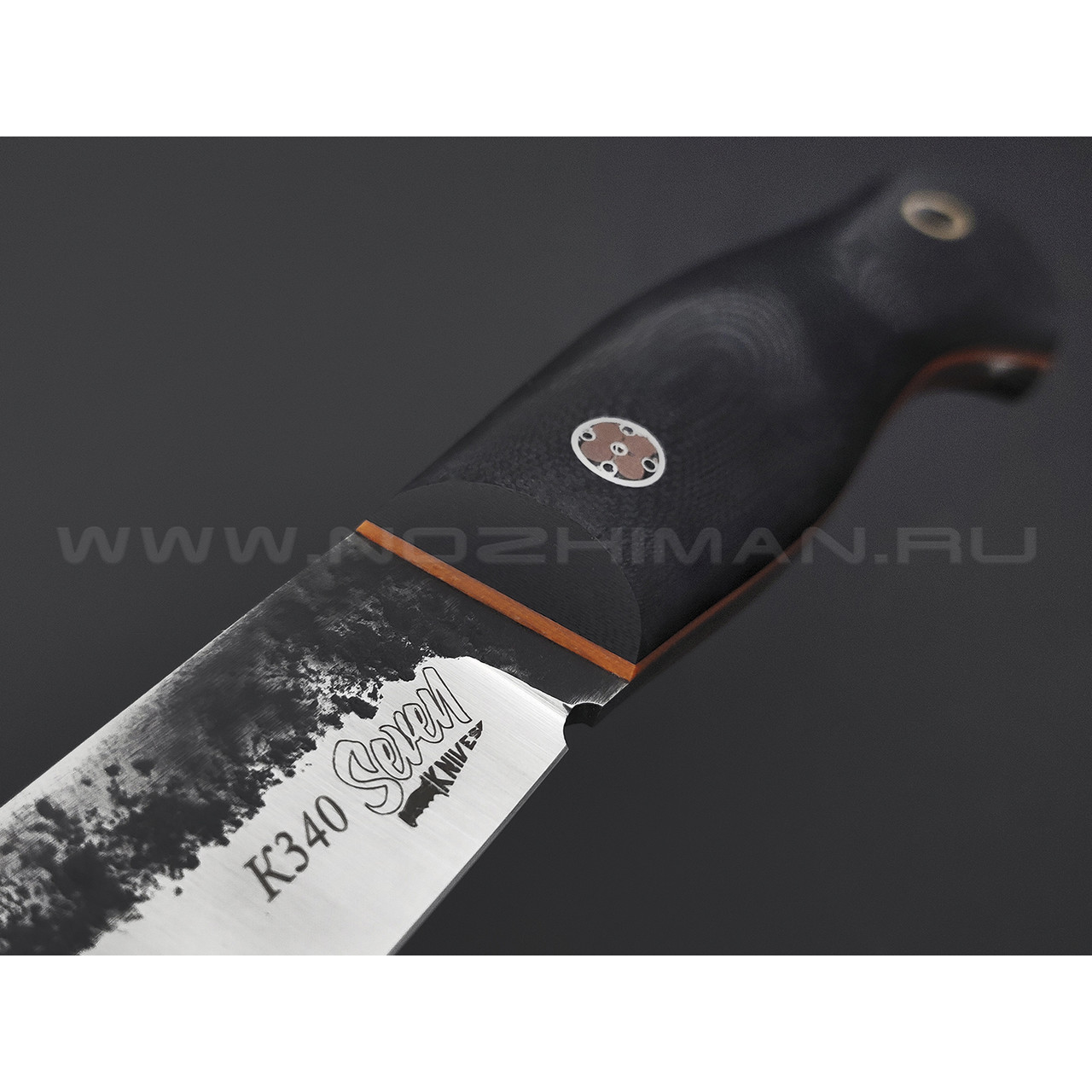 7 ножей нож Клык малый сталь K340 satin & ковка, рукоять G10 black & orange