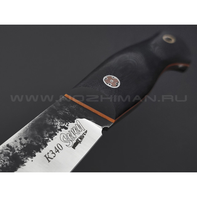 7 ножей нож Клык малый сталь K340 satin & ковка, рукоять G10 black & orange