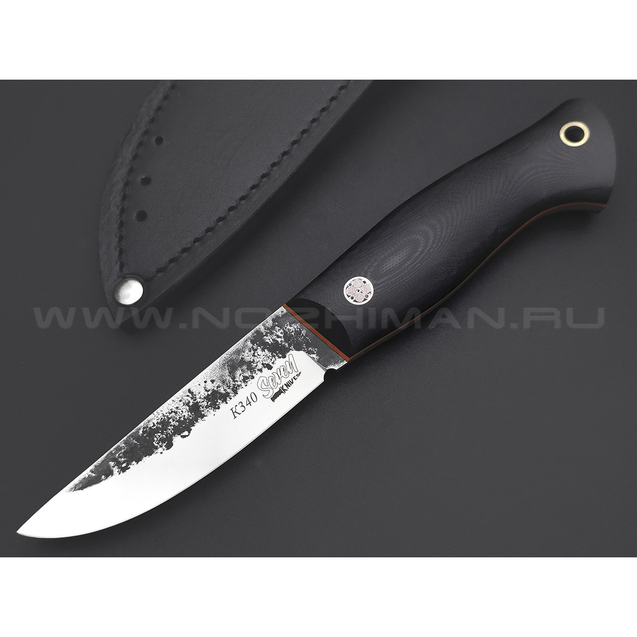 7 ножей нож Клык малый сталь K340 satin & ковка, рукоять G10 black & orange