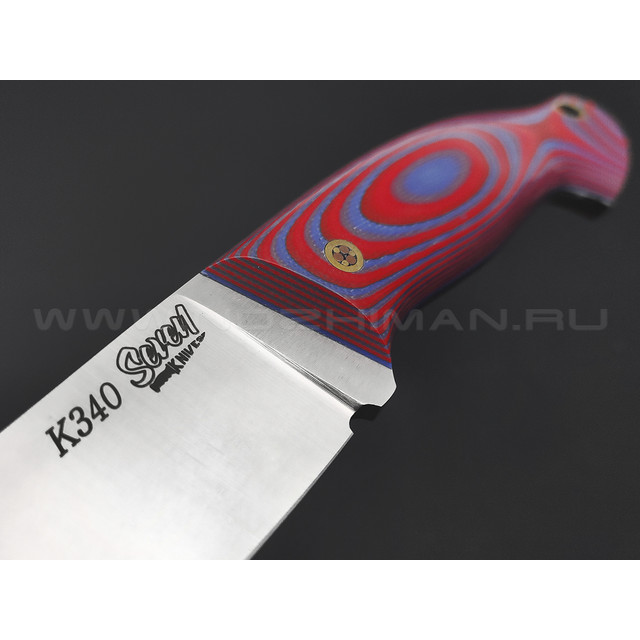 7 ножей нож Бритва сталь K340 satin, рукоять G10 red & blue