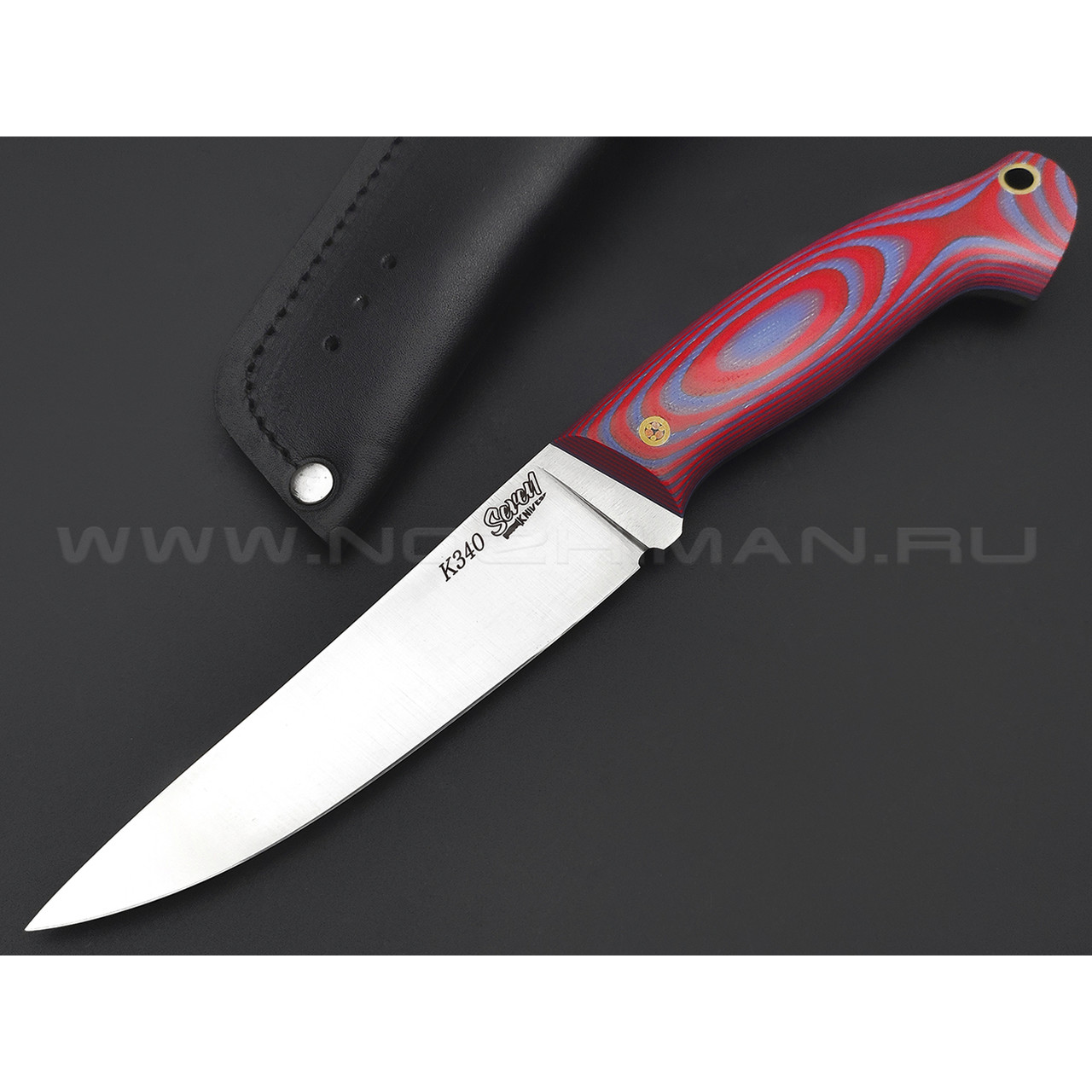 7 ножей нож Бритва сталь K340 satin, рукоять G10 red & blue