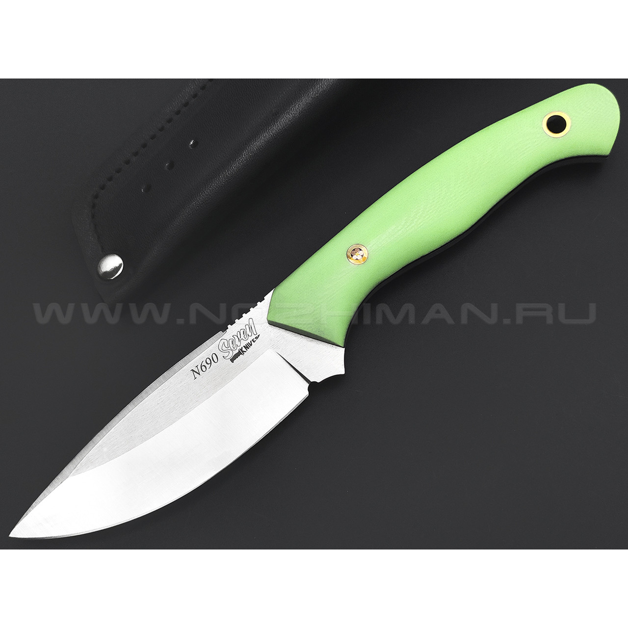 7 ножей нож Пиранья сталь N690 satin, рукоять G10 green & black