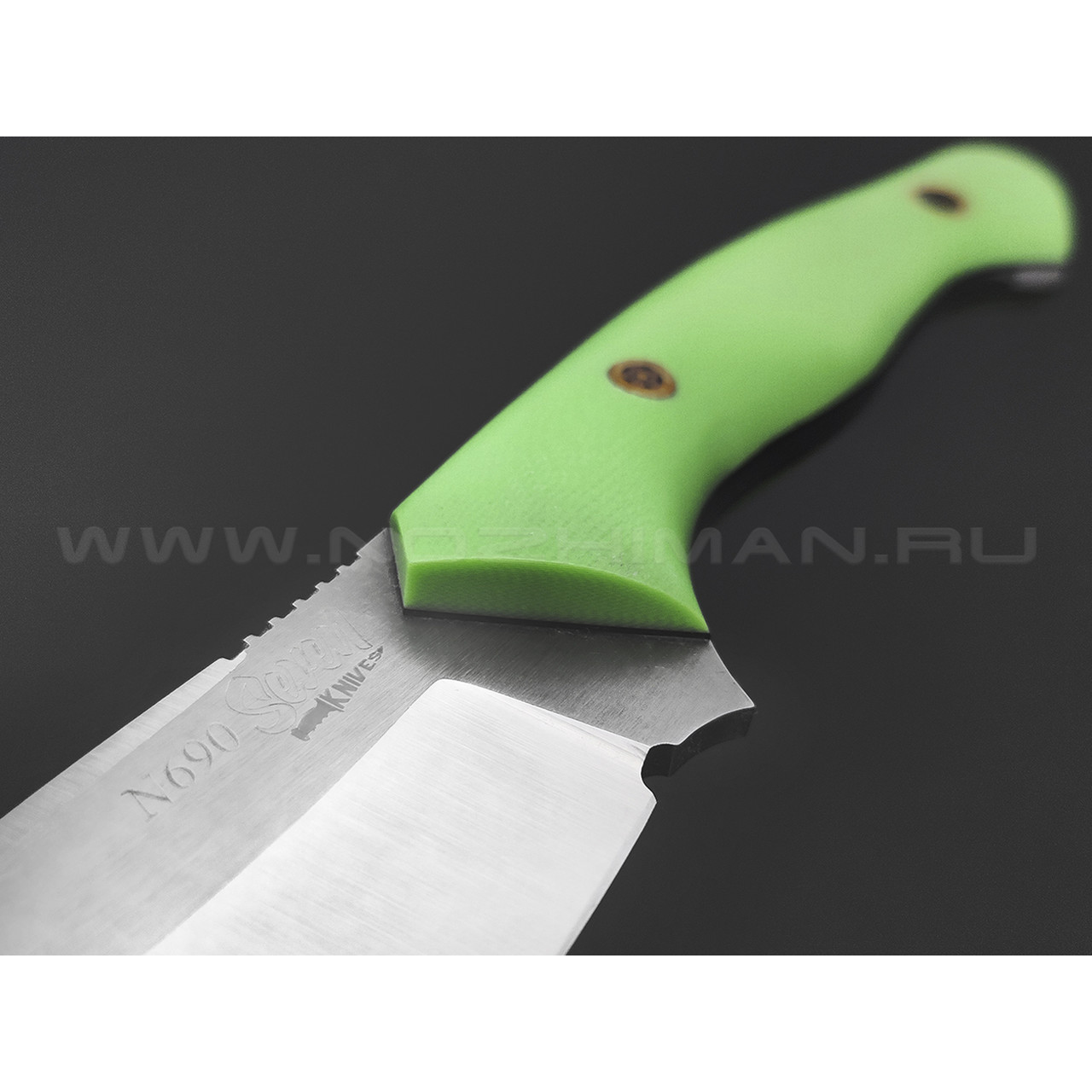 7 ножей нож Пиранья сталь N690 satin, рукоять G10 green & black