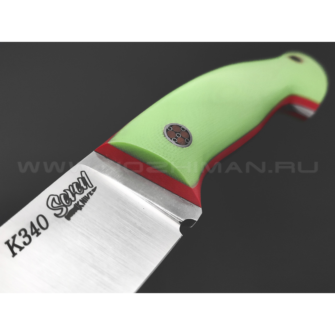 7 ножей нож Бритва сталь K340 satin, рукоять G10 green & red