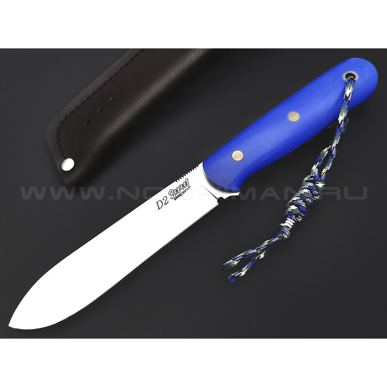 7 ножей нож Кефарт сталь D2 satin, рукоять G10 blue & black