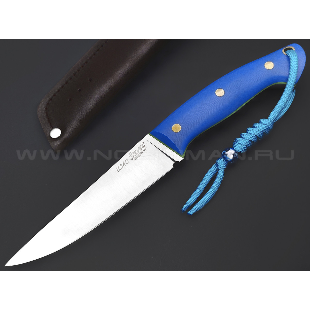 7 ножей нож Бритва сталь K340 satin, рукоять G10 blue & green