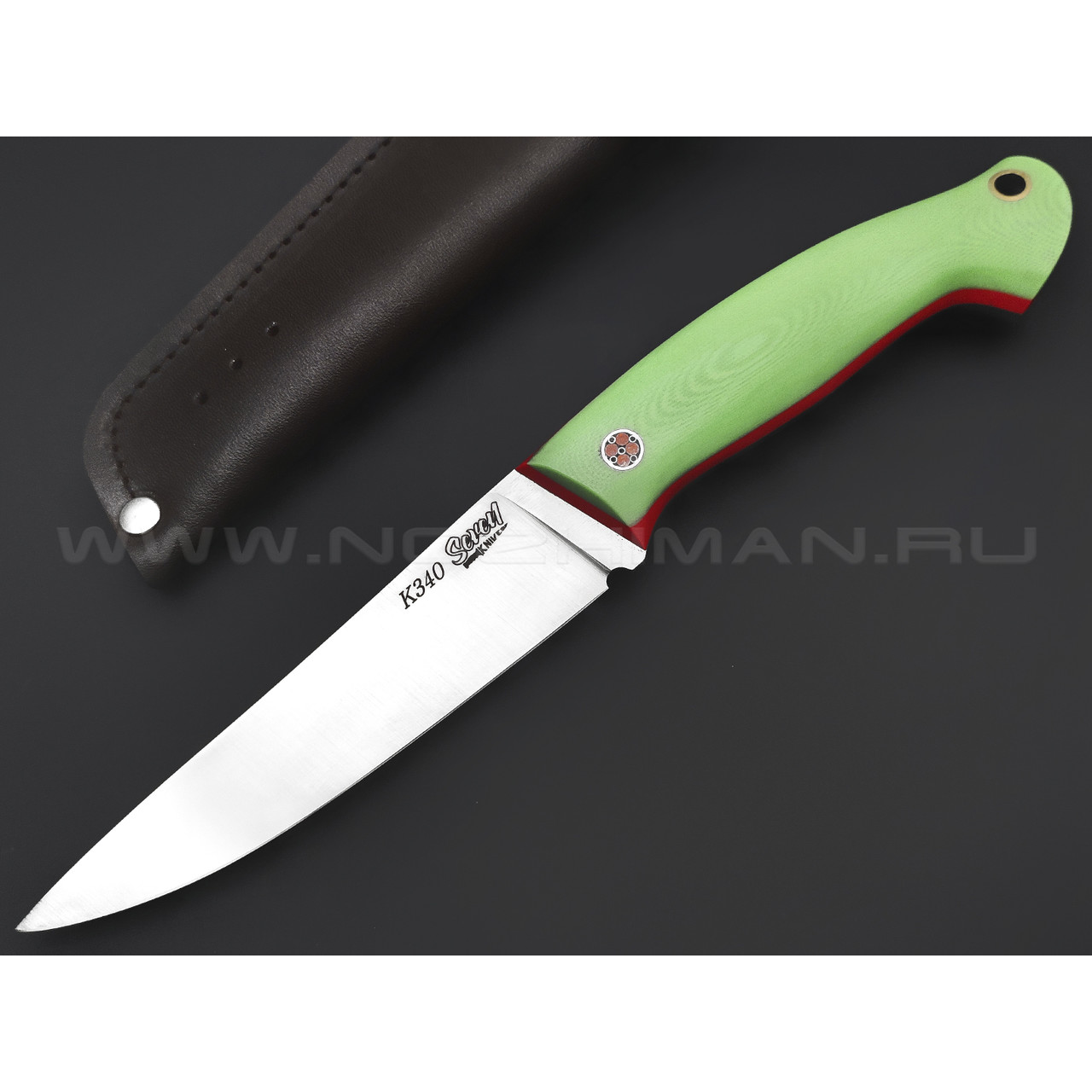 7 ножей нож Бритва сталь K340 satin, рукоять G10 green & red