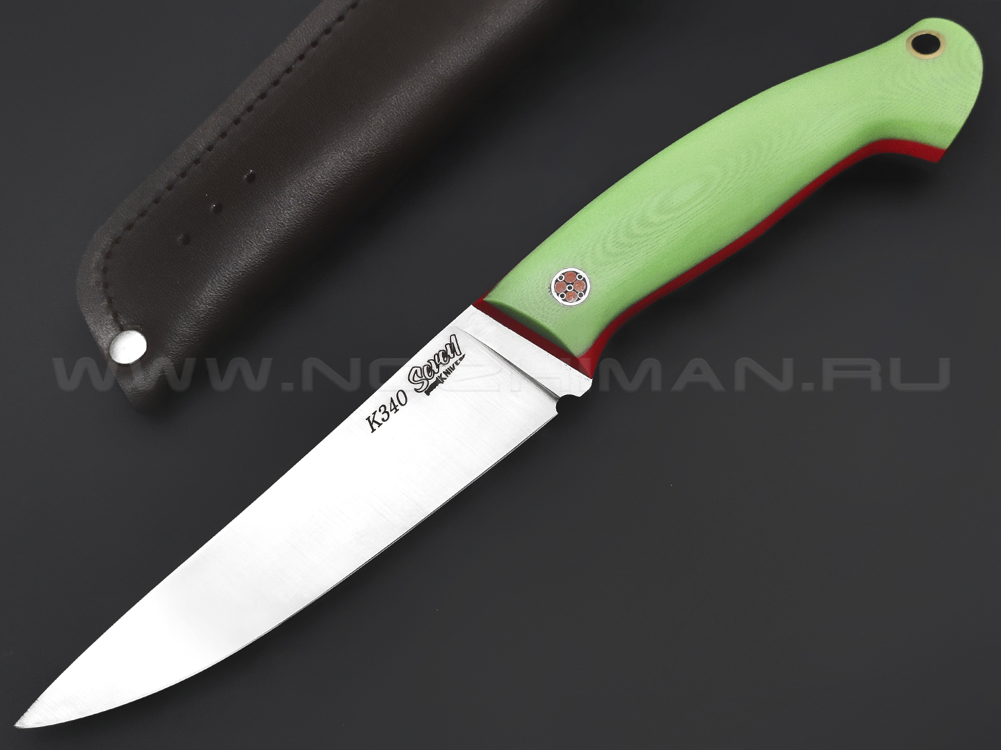 7 ножей нож Бритва сталь K340 satin, рукоять G10 green & red