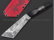 Волчий Век нож НДК-11 сталь D2 WA травление, рукоять G10 black, Chaotic carbon fiber red