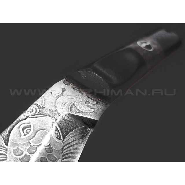Волчий Век нож НДК-11 сталь D2 WA травление, рукоять G10 black, Chaotic carbon fiber red