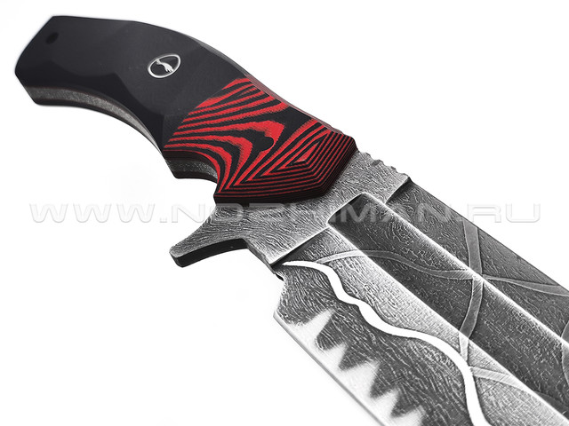 Волчий Век нож Команданте XL сталь PGK WA травление, рукоять G10 black & red