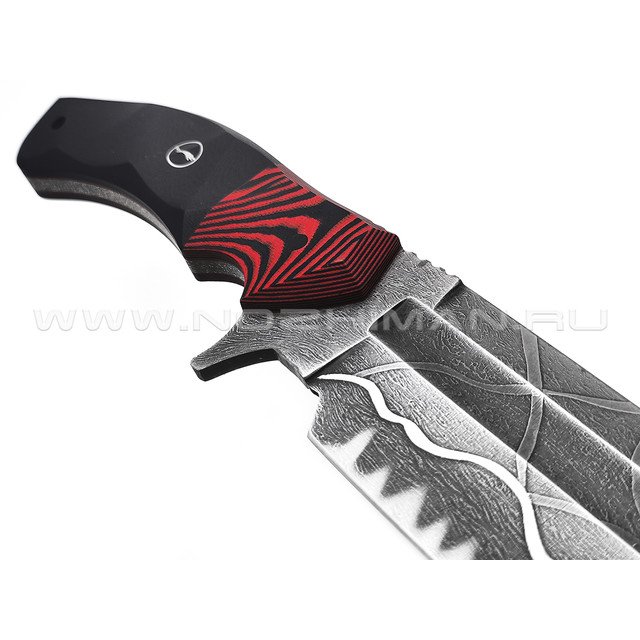 Волчий Век нож Команданте XL сталь PGK WA травление, рукоять G10 black & red