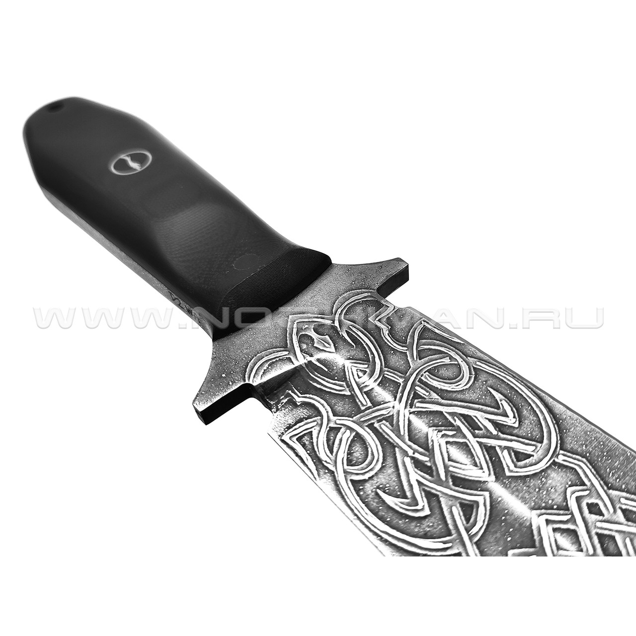 Волчий Век нож Lancette сталь D2 WA травление, рукоять G10 black