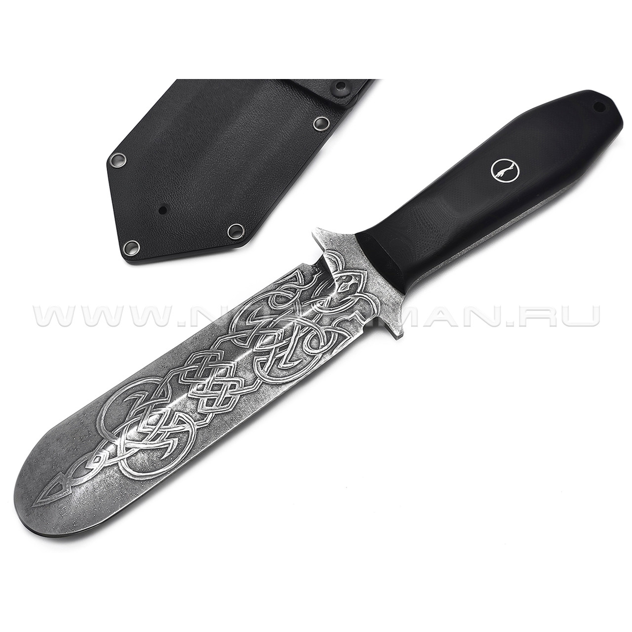Волчий Век нож Lancette сталь D2 WA травление, рукоять G10 black