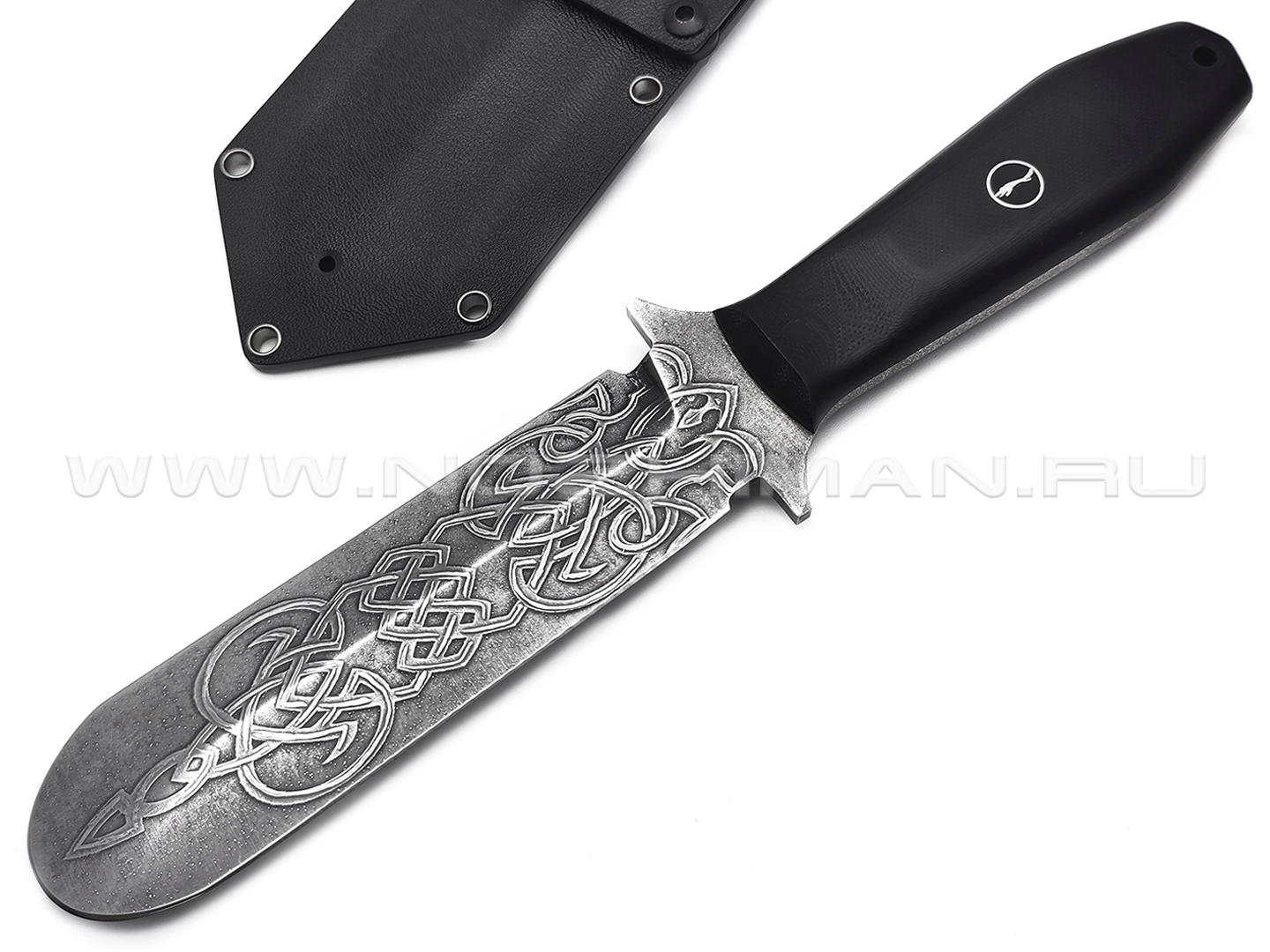 Волчий Век нож Lancette сталь D2 WA травление, рукоять G10 black