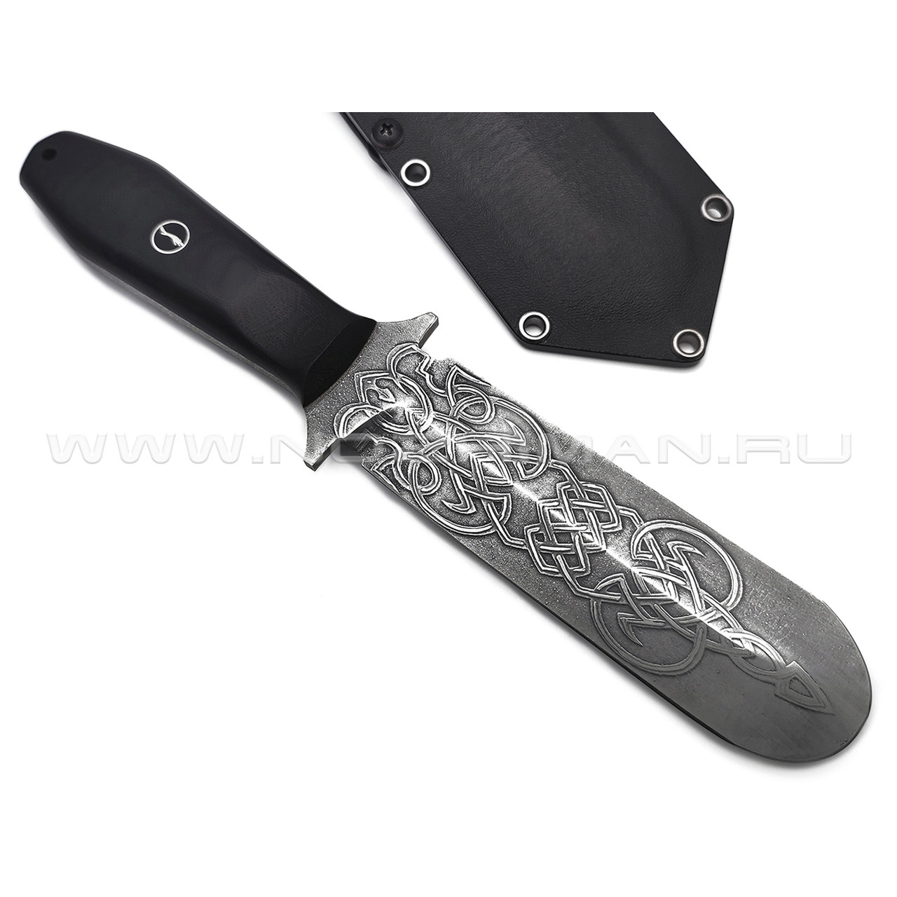 Волчий Век нож Lancette сталь D2 WA травление, рукоять G10 black