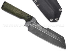 Волчий Век нож Карачун сталь N690 WA травление, рукоять G10 olive с наческой