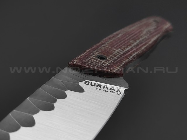 Burlax нож Некомата сталь N690 satin, рукоять Micarta maroon & brown
