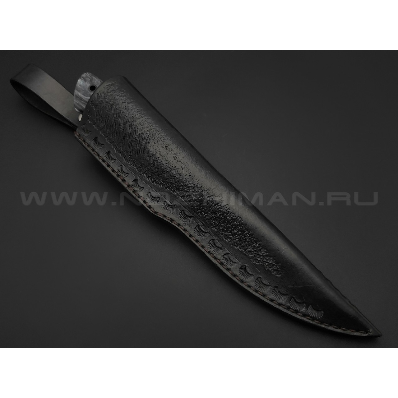 Волчий Век нож "Слоник" Custom сталь M390 WA дамаскаж, рукоять композит, нейзильбер