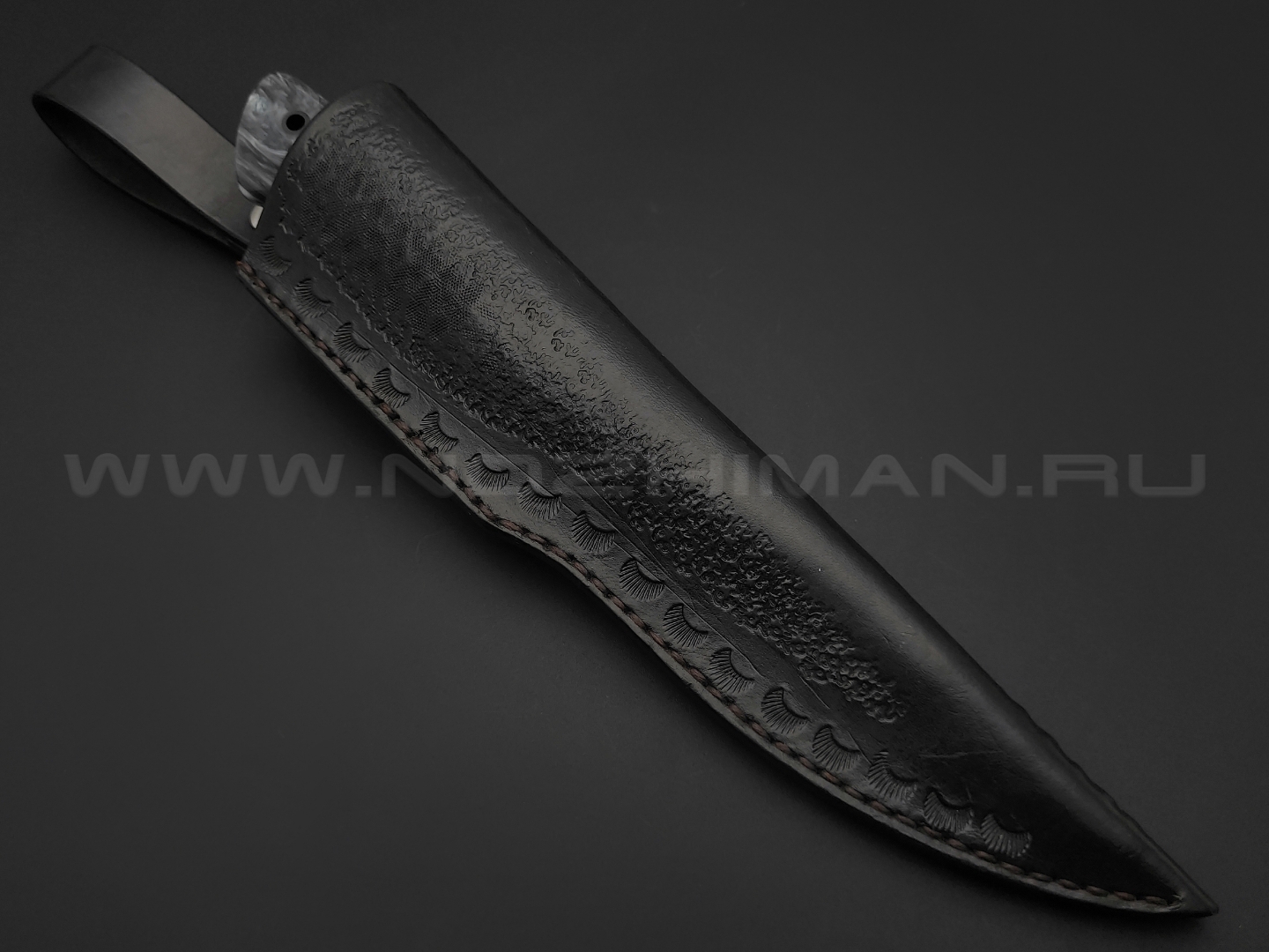 Волчий Век нож "Слоник" Custom сталь M390 WA дамаскаж, рукоять композит, нейзильбер