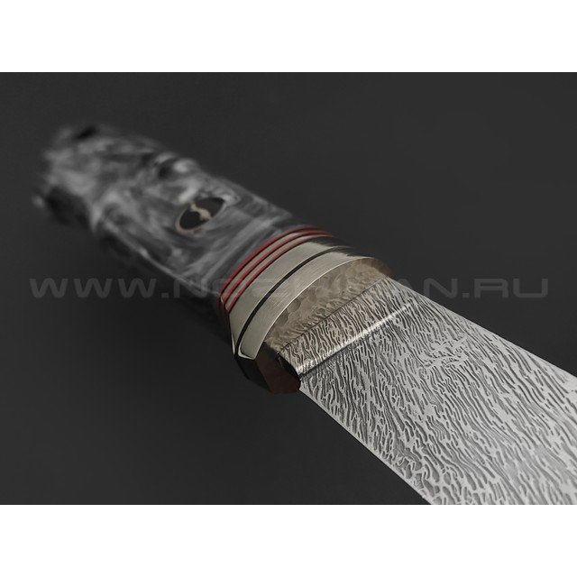 Волчий Век нож "Слоник" Custom сталь M390 WA дамаскаж, рукоять композит, нейзильбер