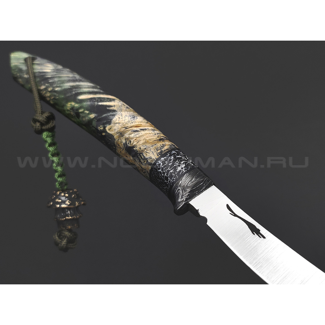 Волчий Век нож Перс Custom сталь Elmax WA satin, рукоять Кап клена, позвонок кита, карбон