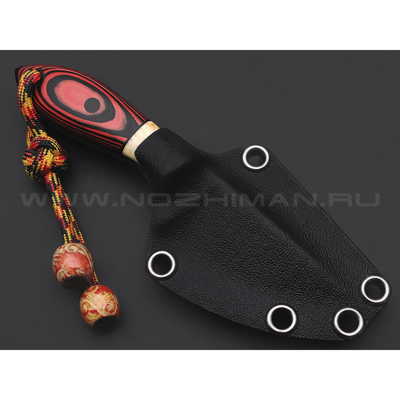 Волчий Век нож МасичЬка мини, сталь PGK WA травление, рукоять G10 black & red, кость жирафа