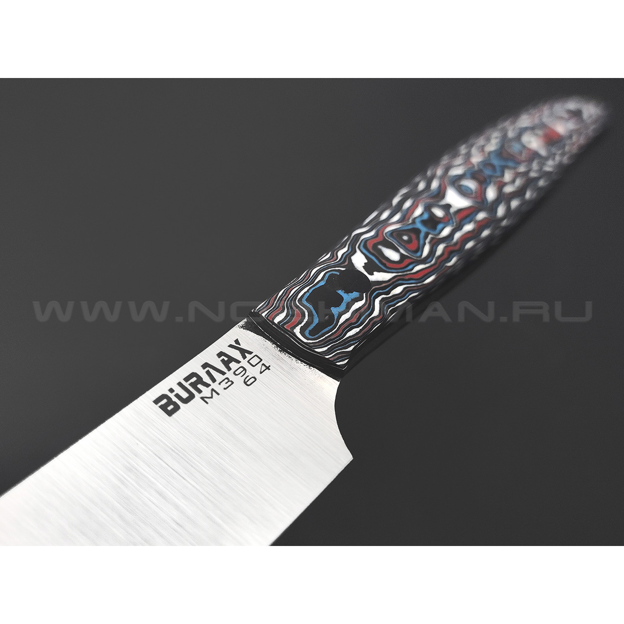 Бурлакс кухонный нож BX0173 сталь M390, рукоять Карбон и G10 триколор