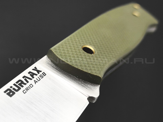 Нож Burlax Fin BX0156 сталь Cryo Aus-8 satin, рукоять G10 od green