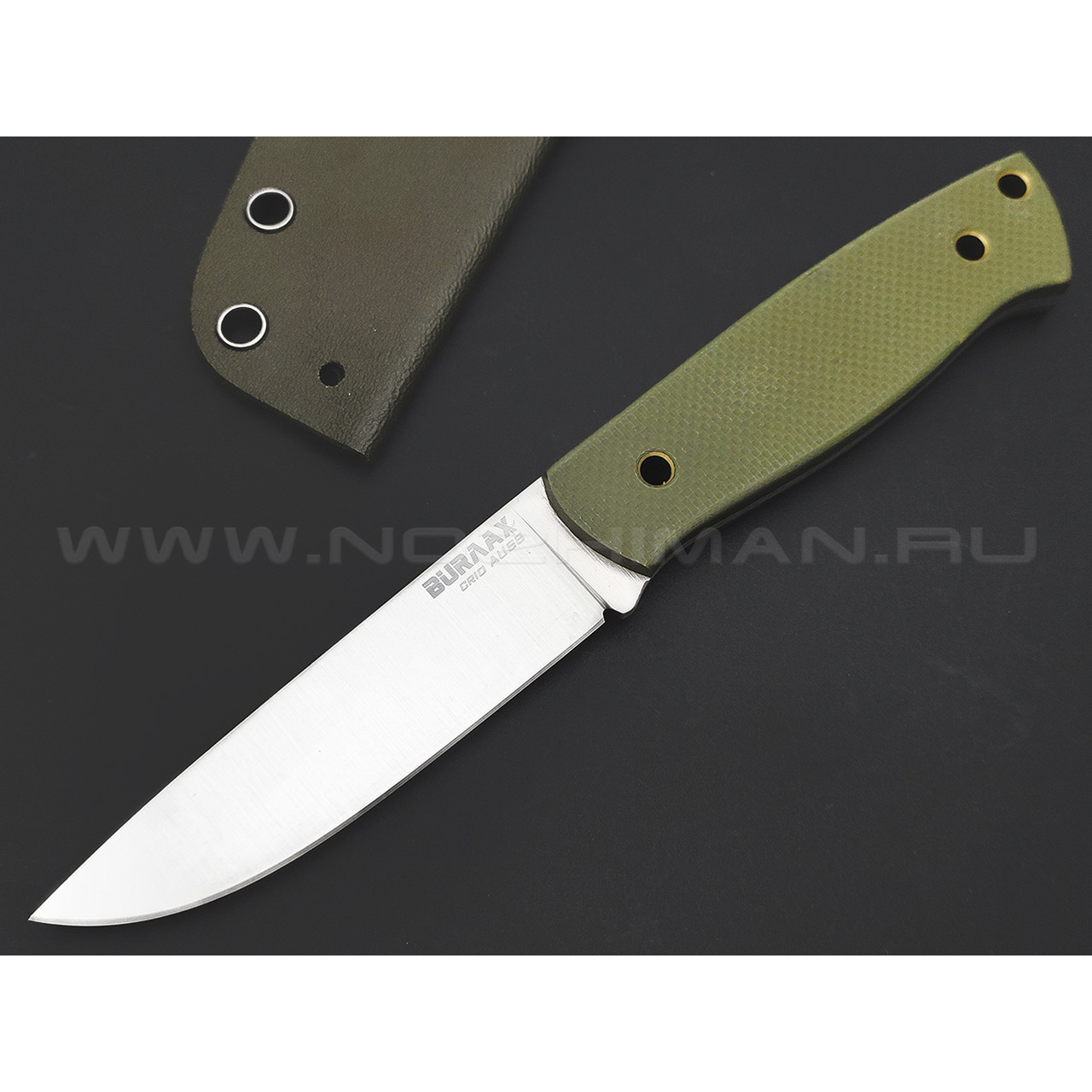 Нож Burlax Fin BX0156 сталь Cryo Aus-8 satin, рукоять G10 od green