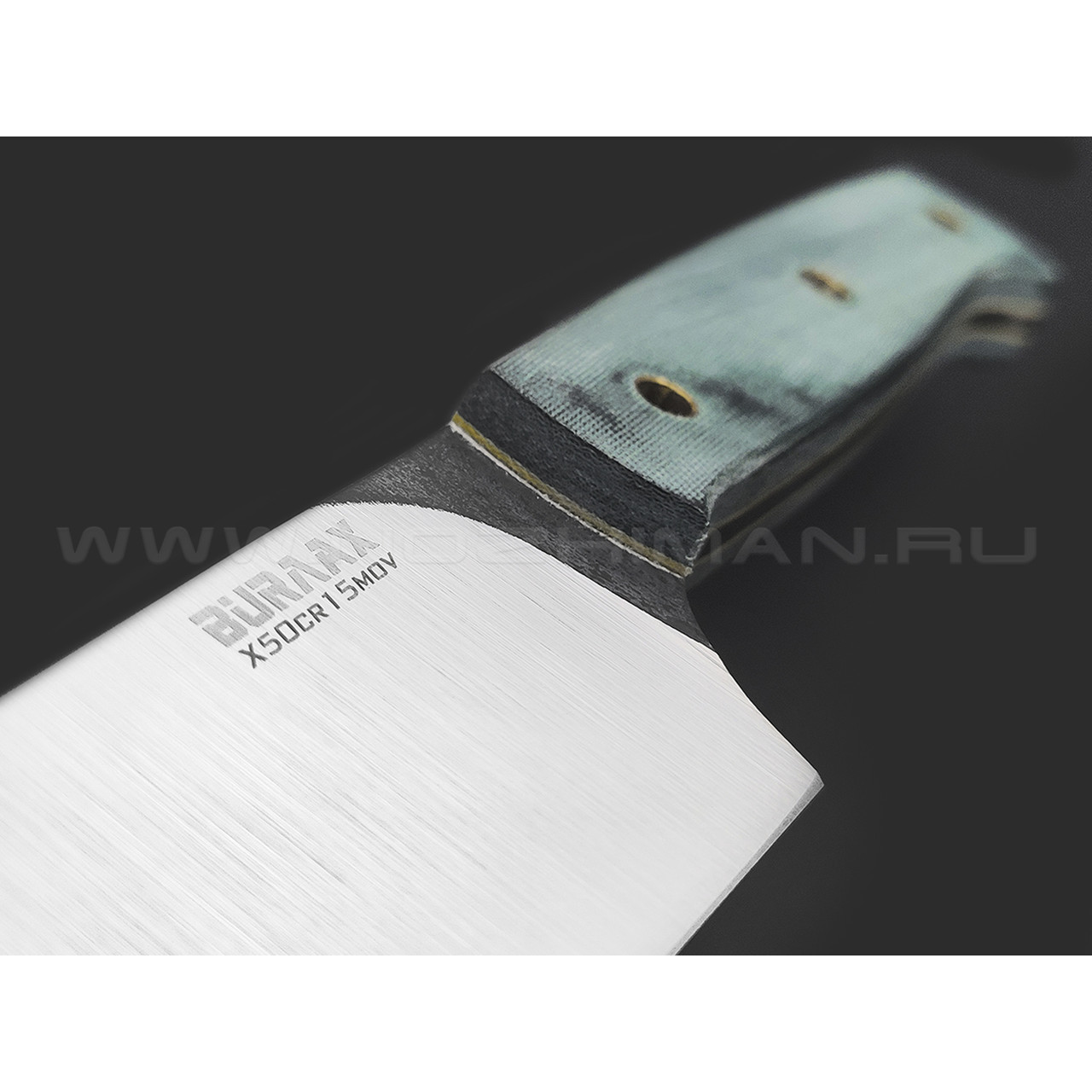 Кухонный нож Burlax BX0101 сталь x50Cr15MoV, рукоять зеленая микарта