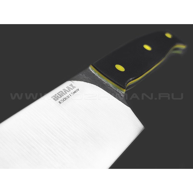 Кухонный нож Burlax BX0097 сталь x50Cr15MoV, рукоять G10 black & yellow